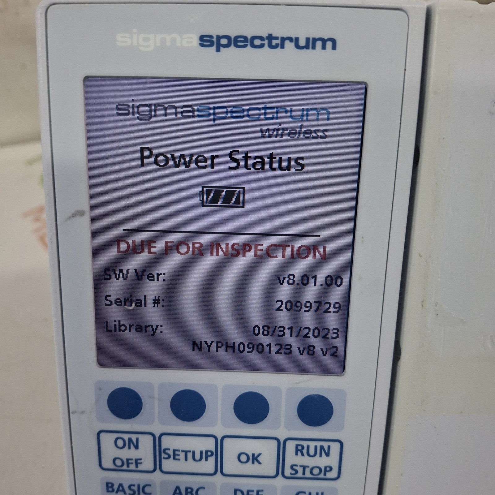 Baxter Sigma Spectrum 8.01.00 w/o Battery Infusion Pump