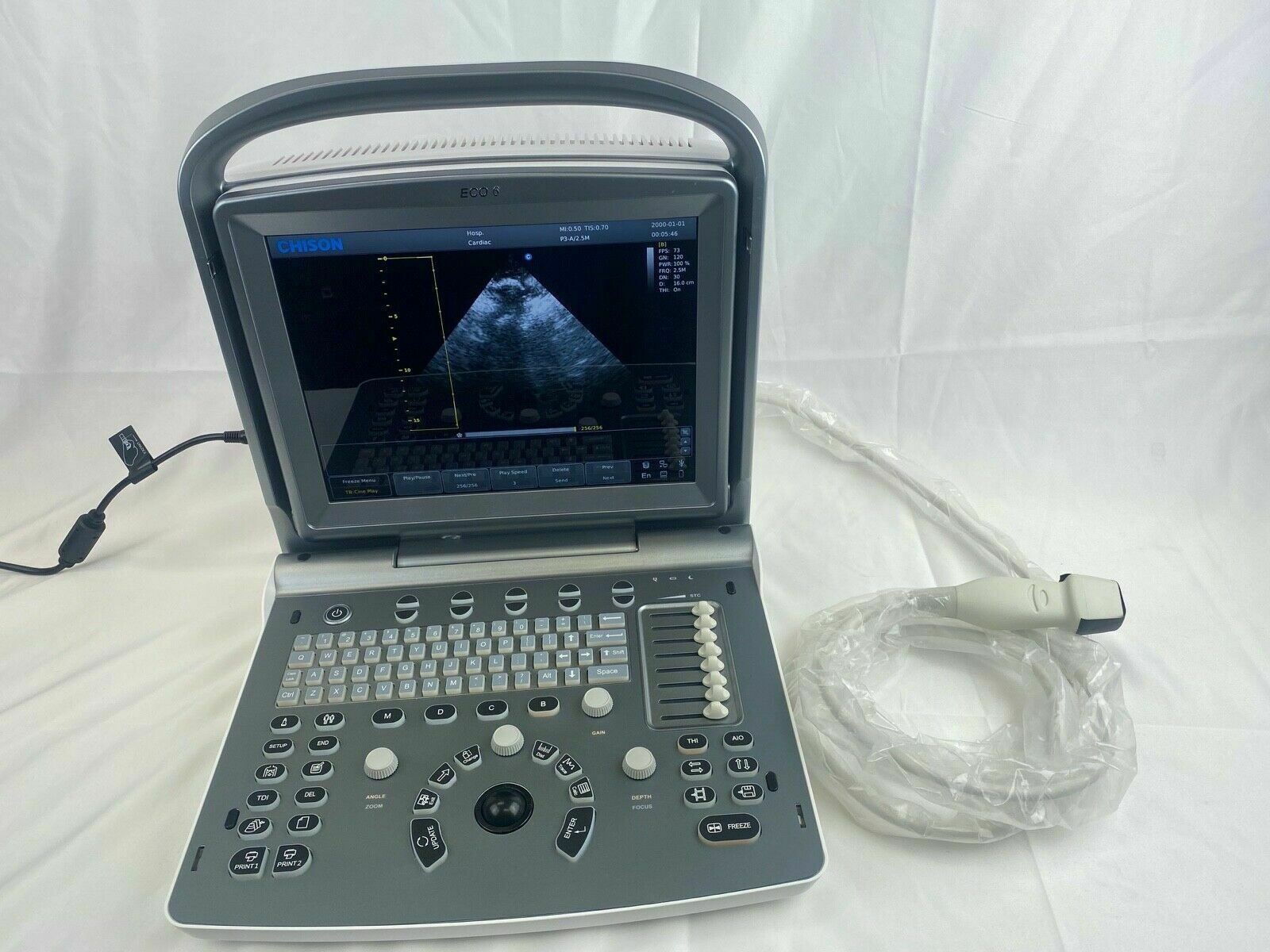 Chison ECO6 Portable Color doppler Ultrasound with CW and phase array probe P3E DIAGNOSTIC ULTRASOUND MACHINES FOR SALE