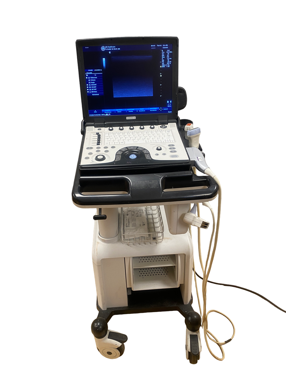 GE Logiq E Next Gen Bt11, DOM 2014 & cart triple probe connector Two probes DIAGNOSTIC ULTRASOUND MACHINES FOR SALE