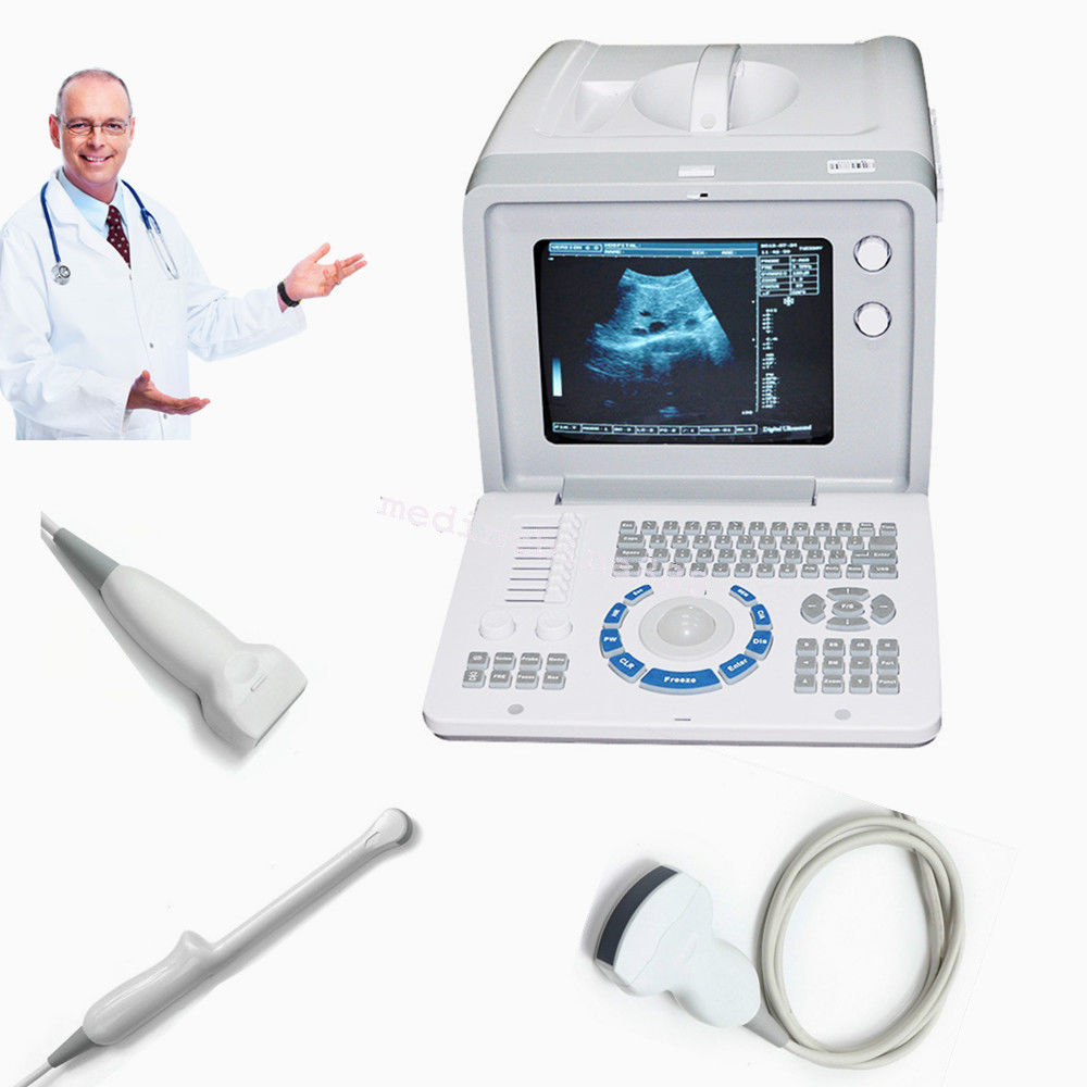 Hospital 10" Digital Ultrasound Scanner Machie Convex + Linear +Viginal 3 Probe DIAGNOSTIC ULTRASOUND MACHINES FOR SALE