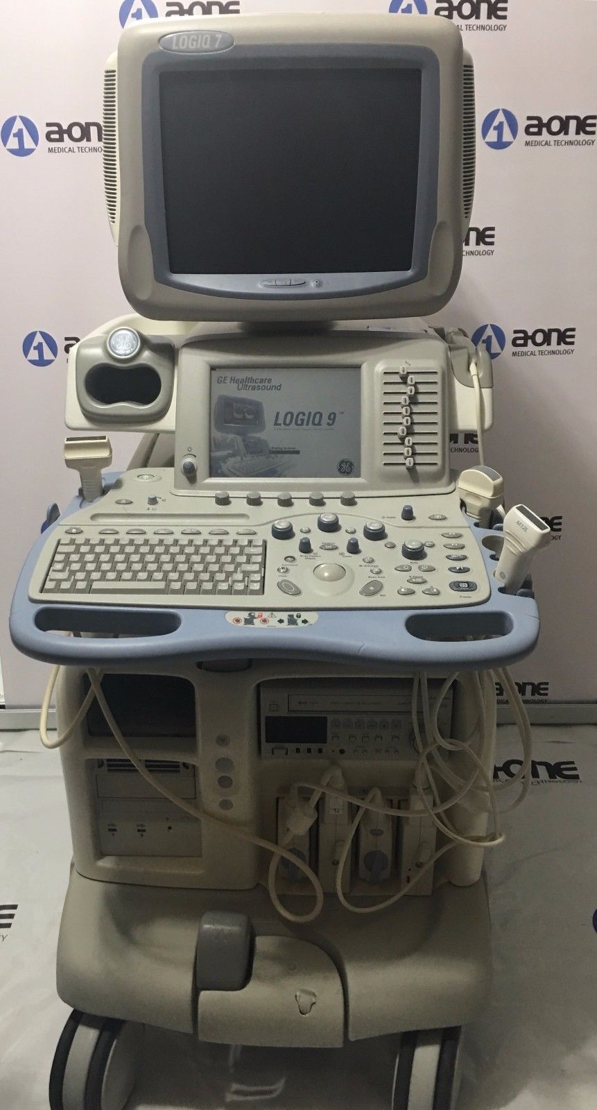 GE Logiq 9 Ultrasound System with 3.5C, E8C, 7L, 10L, and M12L Transducers DIAGNOSTIC ULTRASOUND MACHINES FOR SALE