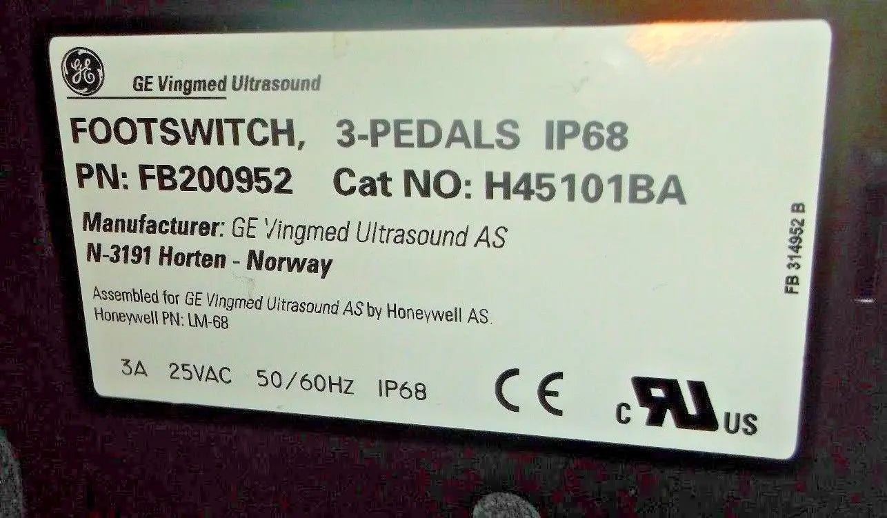 GE FB200952 Medical Ultrasound Foot Switch Pedal Unit For Vivid 7 System DIAGNOSTIC ULTRASOUND MACHINES FOR SALE