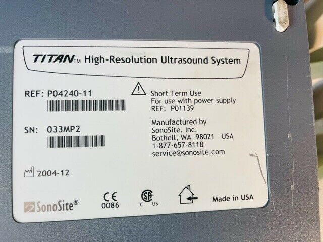 SONOSITE TITAN PORTABLE ULTRASOUND (w242) DIAGNOSTIC ULTRASOUND MACHINES FOR SALE