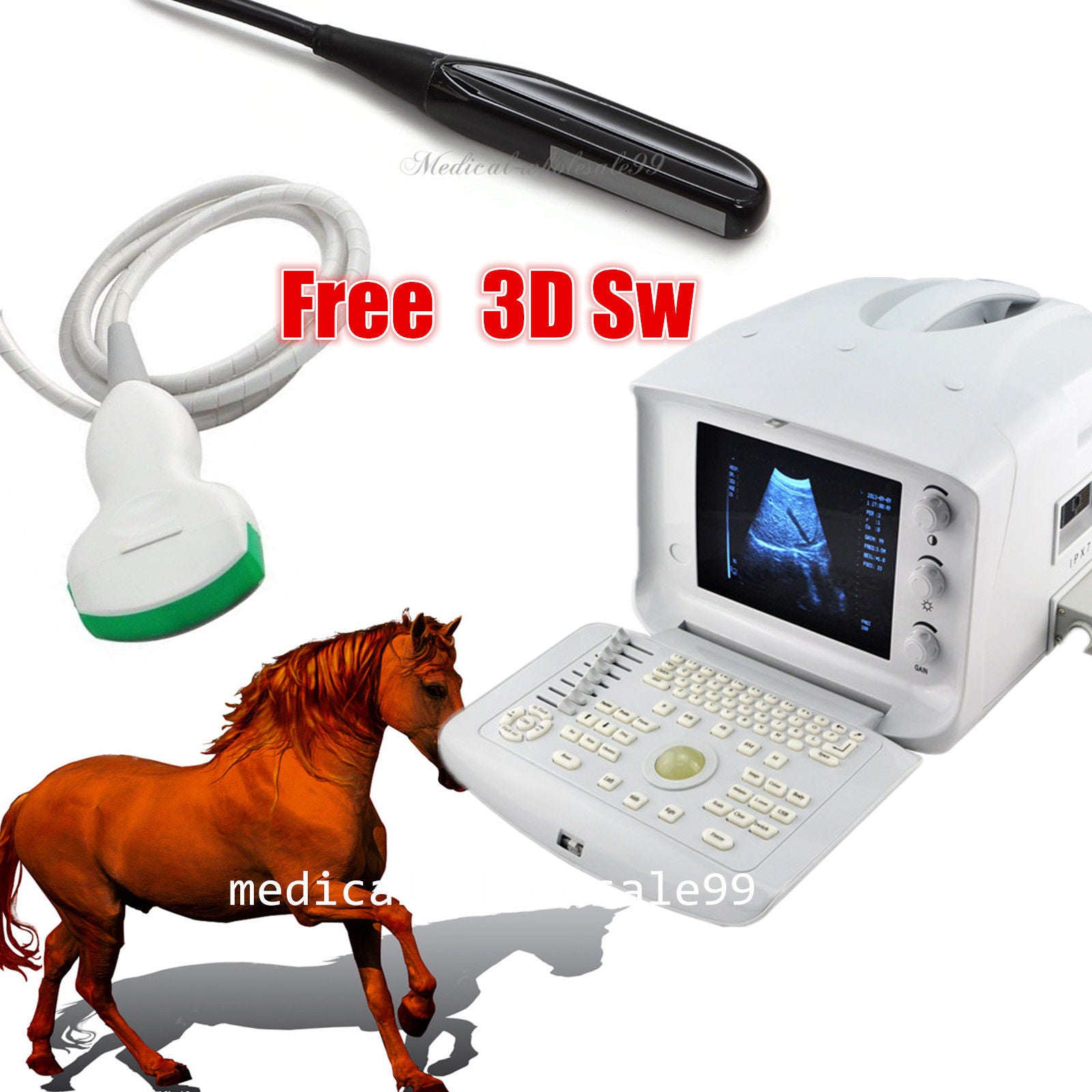 Veterinary Ultrasonic Machine Ultrasound Scanner Convex& Rectal 2 Probe & 3D 190891814692 DIAGNOSTIC ULTRASOUND MACHINES FOR SALE