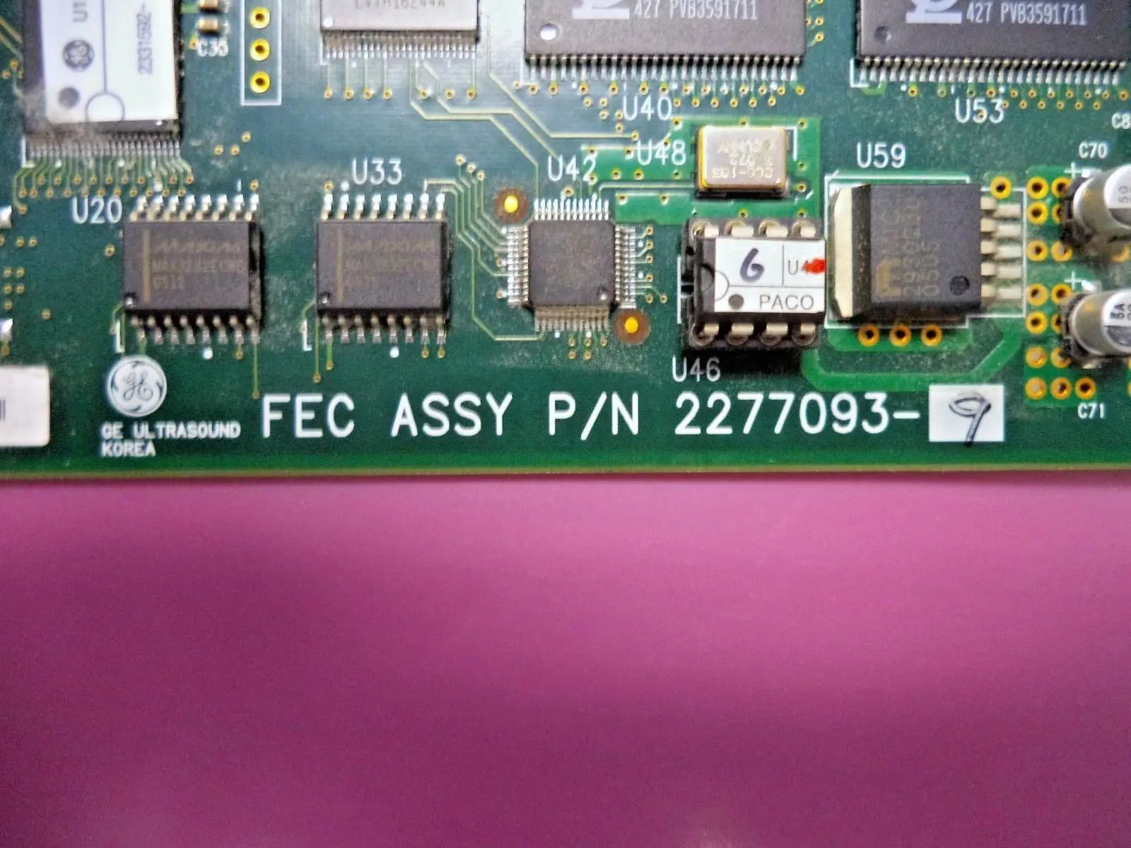 GE Logiq 3 Ultrasound Front End Controller Board (FEC) (PN: 2277093-9) DIAGNOSTIC ULTRASOUND MACHINES FOR SALE
