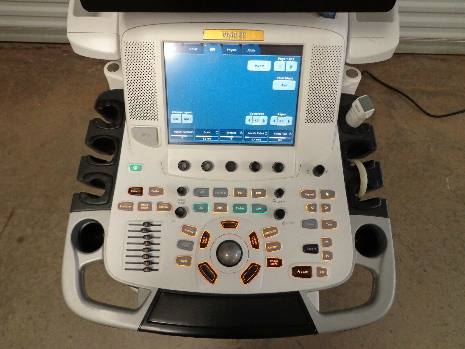 GE VIVID E9 Ultrasound System M5S Probe Color Roll DIAGNOSTIC ULTRASOUND MACHINES FOR SALE