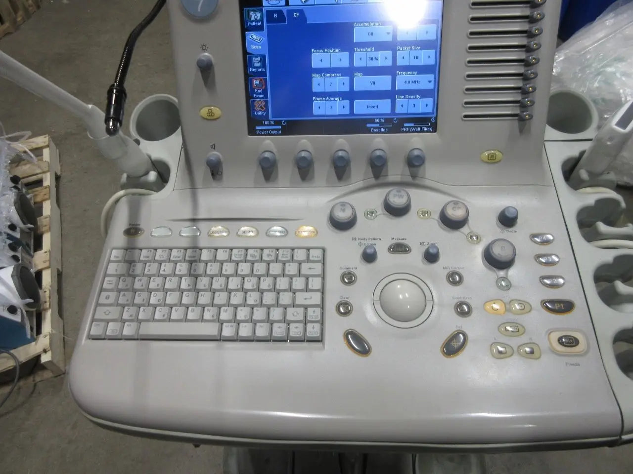 GE Logiq 7 ultrasound LCD with M12L linear, M7C convex and E8C endovag. DIAGNOSTIC ULTRASOUND MACHINES FOR SALE