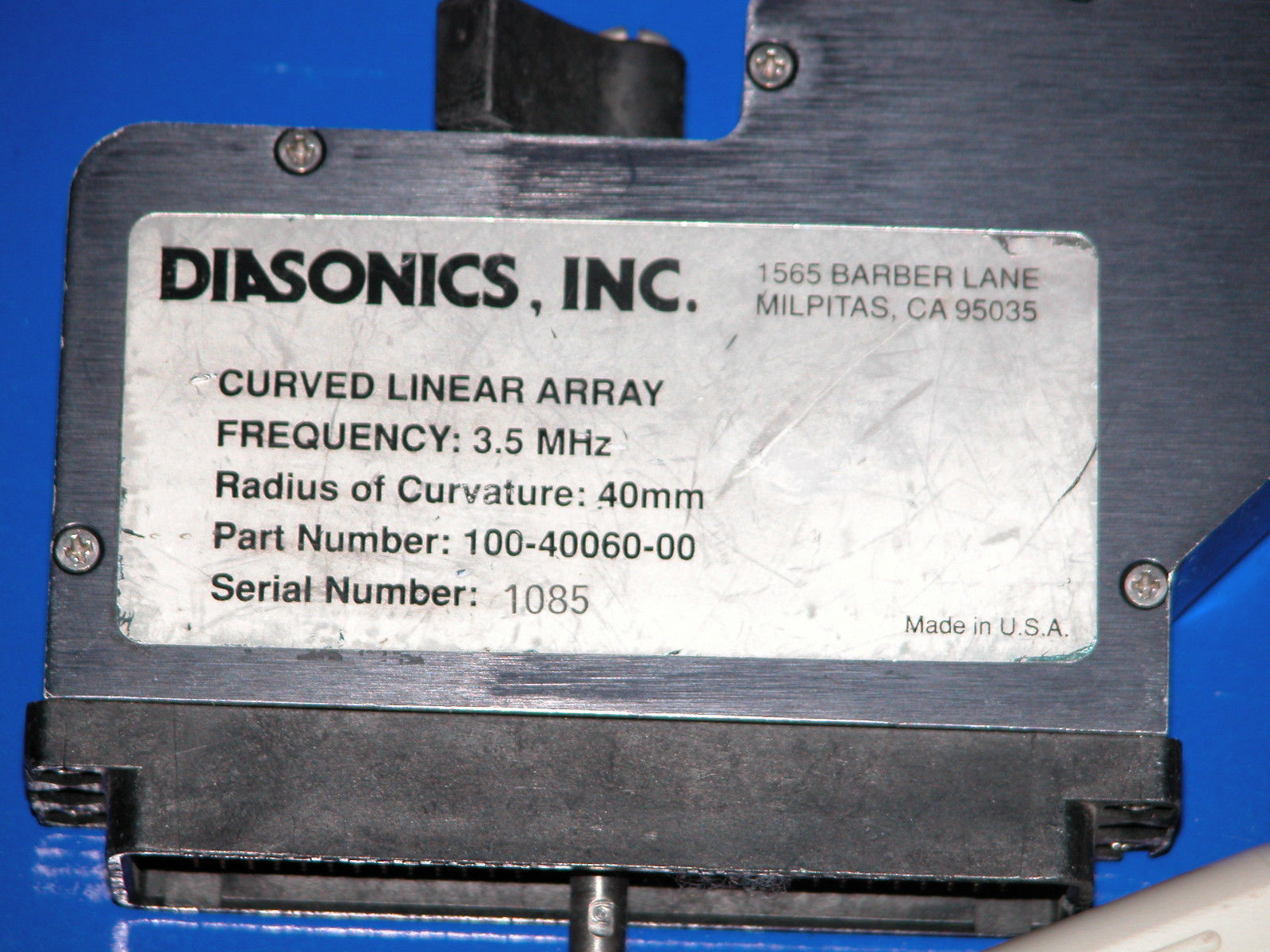 Diasonics probe - CLA - curved linear array - 3.5 MHZ DIAGNOSTIC ULTRASOUND MACHINES FOR SALE