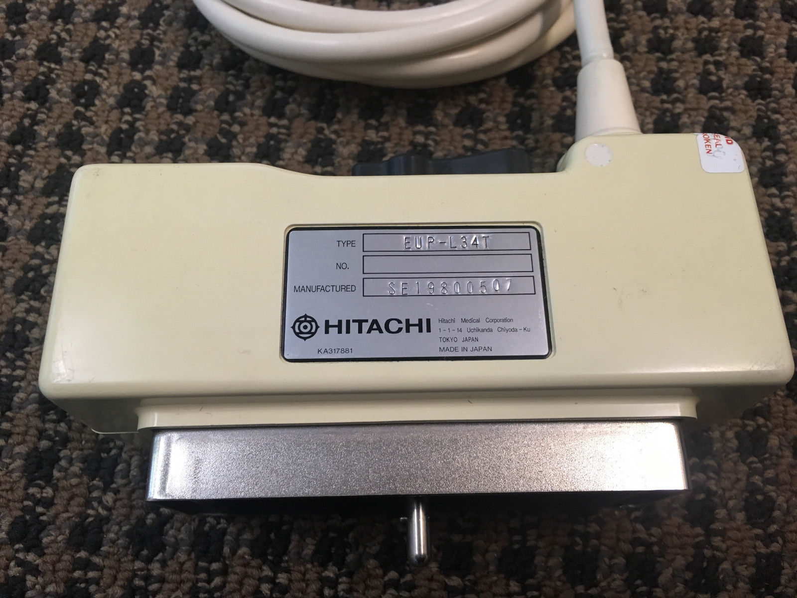 Hitachi EUP-L34T Ultrasound Transducer Probe DIAGNOSTIC ULTRASOUND MACHINES FOR SALE