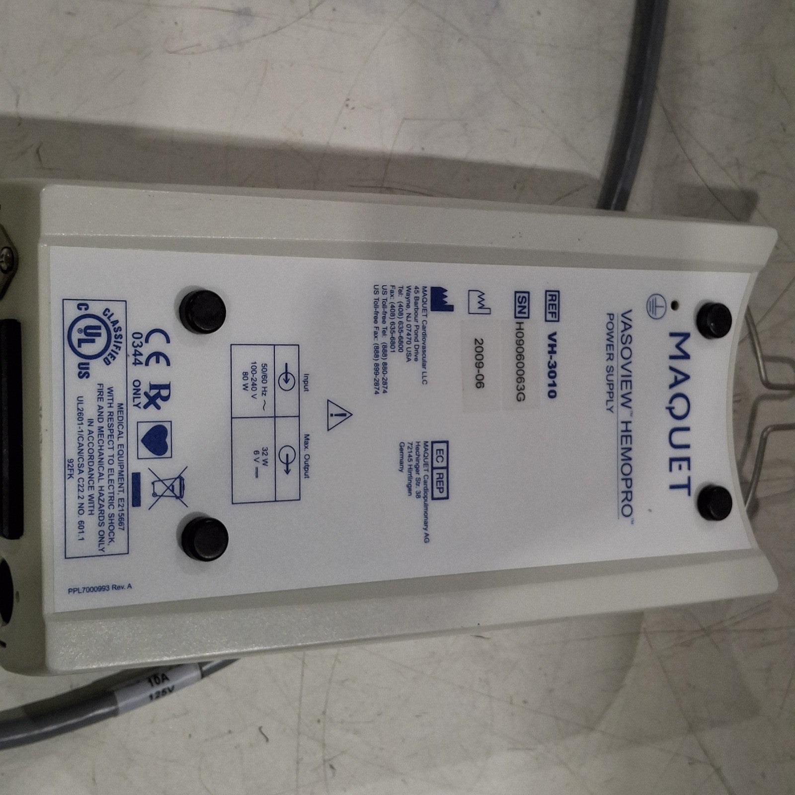 Maquet Vasoview Hemopro Power Supply