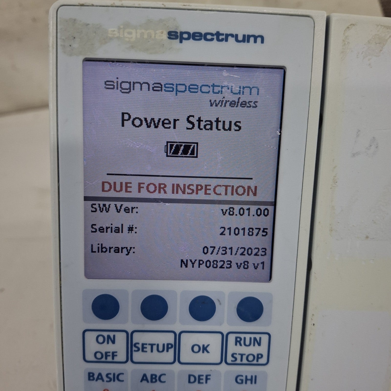 Baxter Sigma Spectrum 8.01.00 w/o Battery Infusion Pump