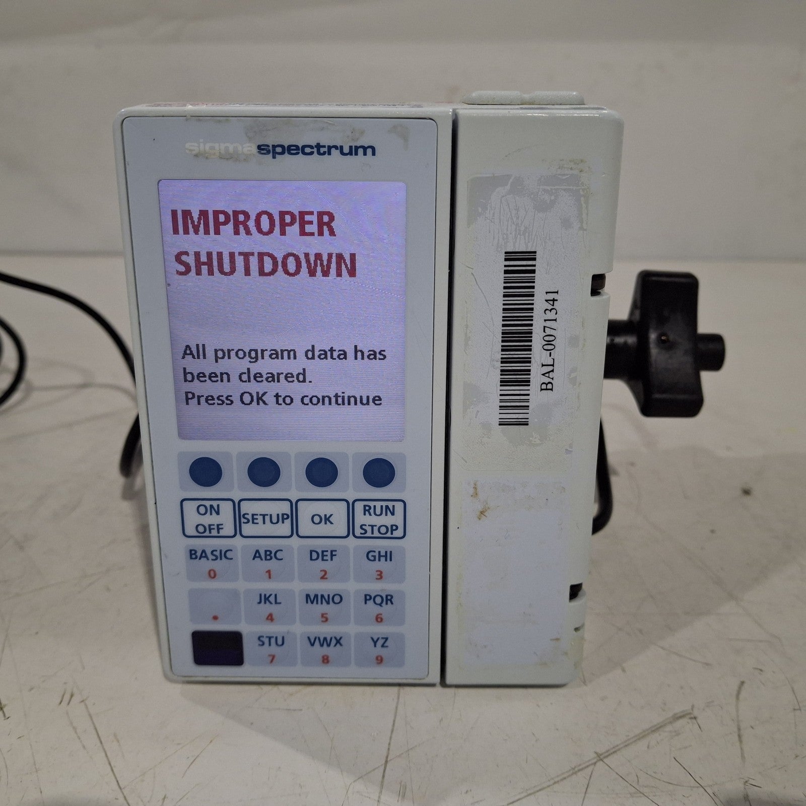 Baxter Sigma Spectrum 8.00.03 w/o Battery Infusion Pump