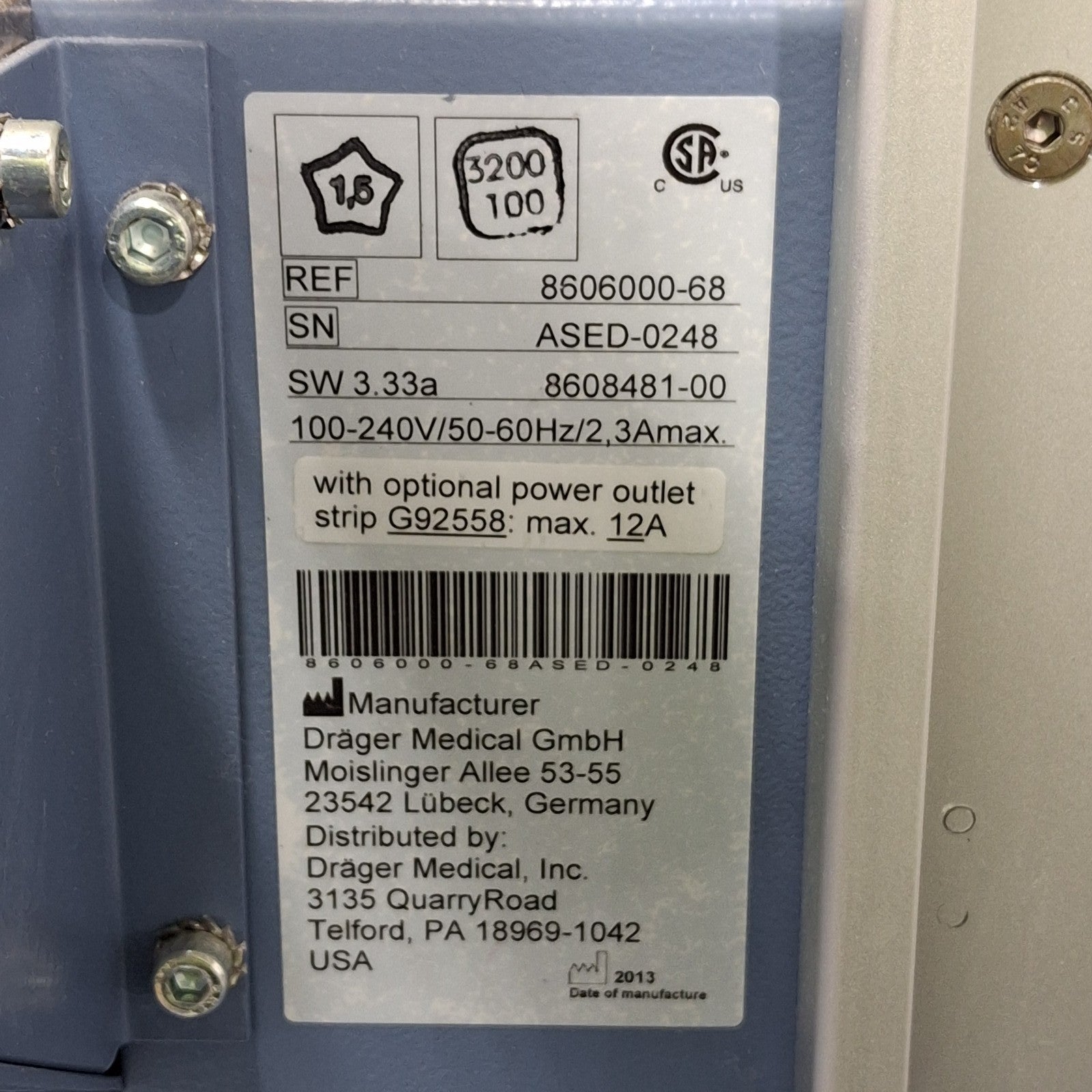 Draeger Medical Fabius Tiro Anesthesia Machine