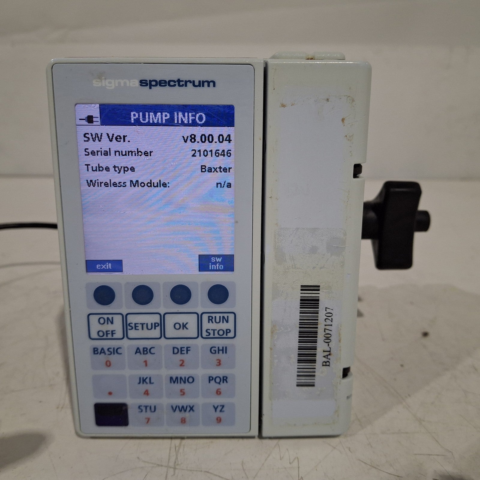 Baxter Sigma Spectrum 8.00.04 w/o Battery Infusion Pump