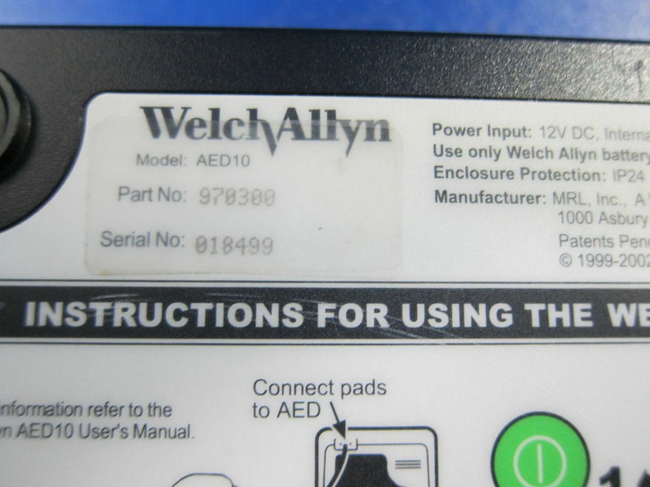 Welch Allyn AED10 Portable Training AED Unit (644DM) DIAGNOSTIC ULTRASOUND MACHINES FOR SALE