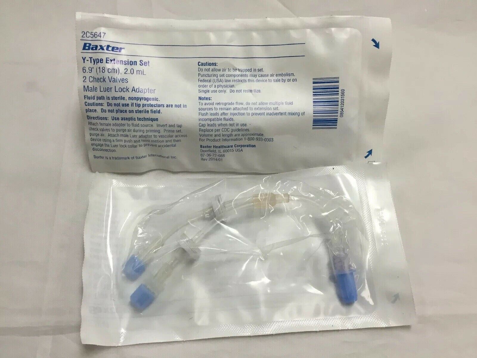 Baxter Y-Type Extension Set Male Luer Lock Adapter--Lot of 2 (156KMD) DIAGNOSTIC ULTRASOUND MACHINES FOR SALE