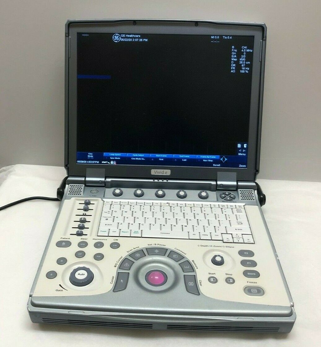 GE Vivid E Color Doppler Ultrasound Scanner, CW Two probes Cardiac&Linear 2010 DIAGNOSTIC ULTRASOUND MACHINES FOR SALE