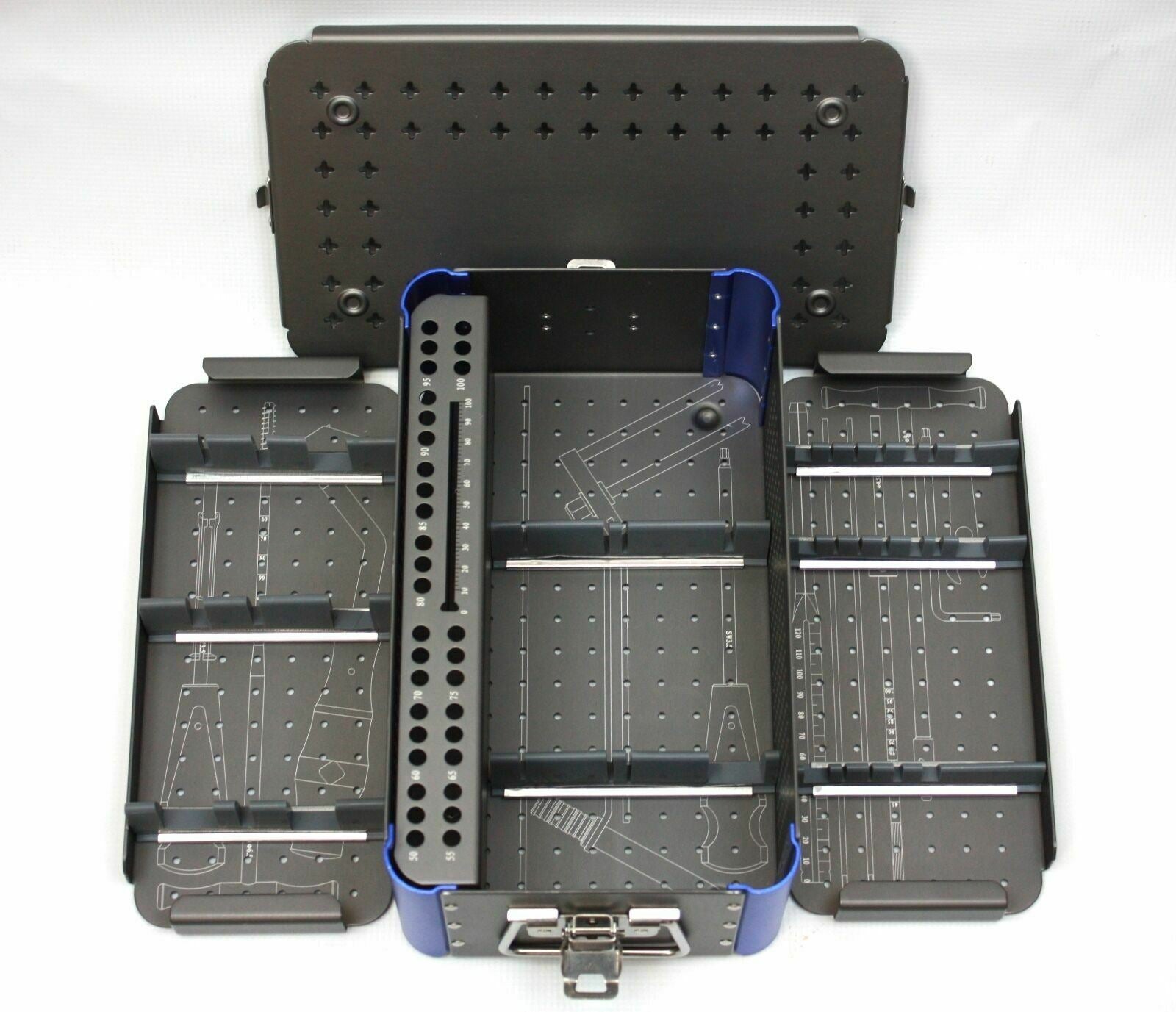 Empty Small Cannulated 7.3mm Screw Rack Instrument Case, 2 Removable Trays DIAGNOSTIC ULTRASOUND MACHINES FOR SALE