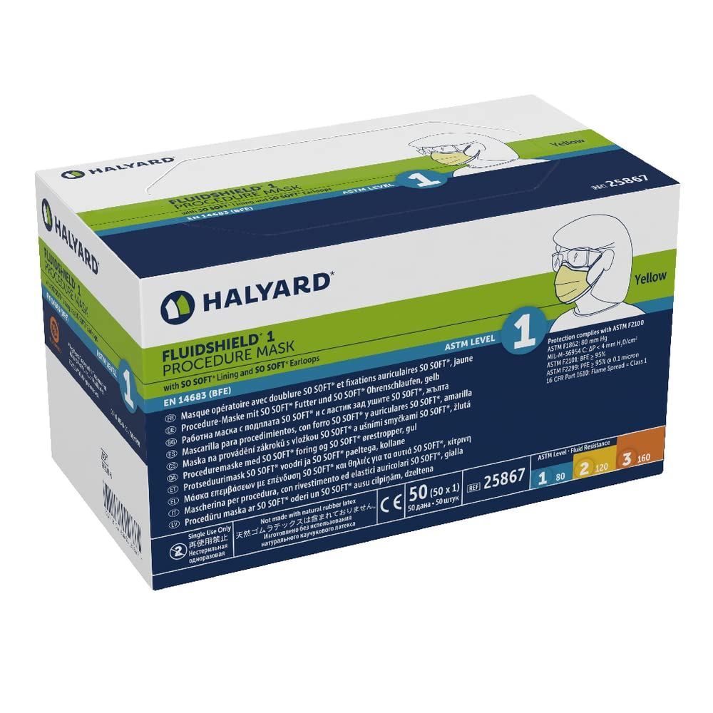 HALYARD FLUIDSHIELD 1 Disposable Procedure Mask w/SO SOFT Lining and SO SOFT Ear DIAGNOSTIC ULTRASOUND MACHINES FOR SALE