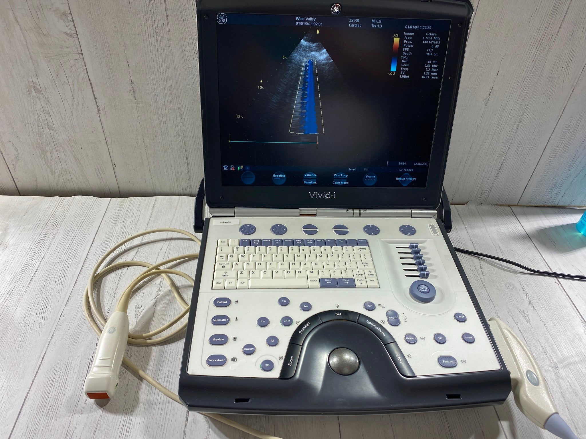 GE Vivid I  Color Doppler Ultrasound Scanner, CW  BT10 with 3s-RS cardiac probe DIAGNOSTIC ULTRASOUND MACHINES FOR SALE