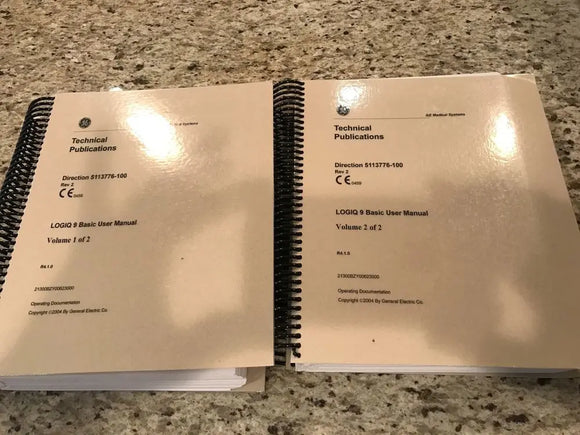 GE LOGIQ 9 Ultrasound Basic User Manual Vol 1&2 pn 5113776-100