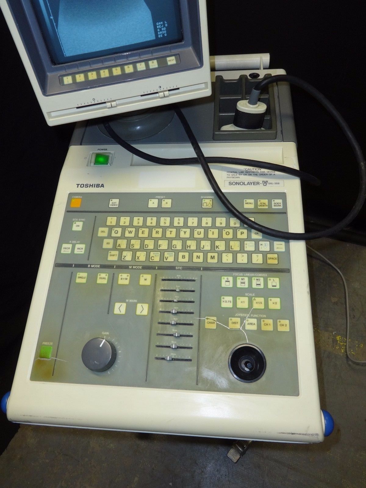 Toshiba Sonolayer-V SAL-38B CK-38B SK-39A Ultrasound w/ 3.75Mhz Probe PVB-358M DIAGNOSTIC ULTRASOUND MACHINES FOR SALE