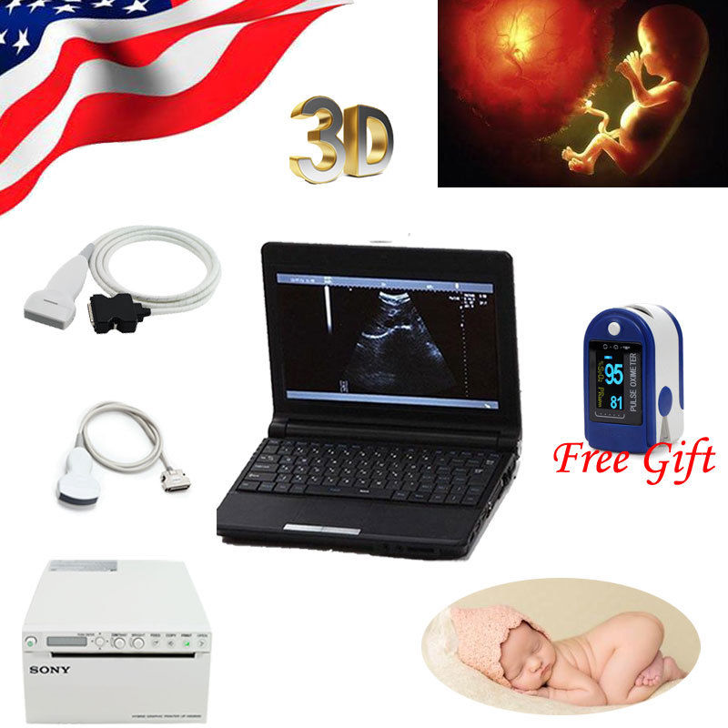 10.1''TFT Clinic Ultrasound Scanner+Convex Linear Probe+Oximeter+Case+Printer DIAGNOSTIC ULTRASOUND MACHINES FOR SALE