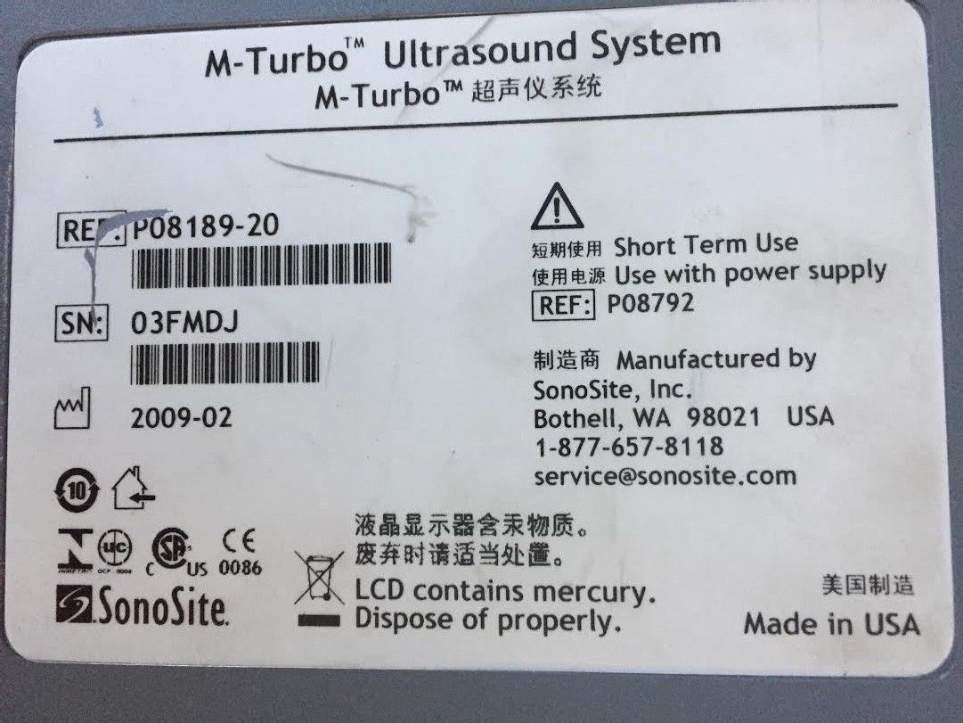 SonoSite M Turbo Ultrasound with C60X Curved Abdominal, ICTx Transvaginal Probes DIAGNOSTIC ULTRASOUND MACHINES FOR SALE