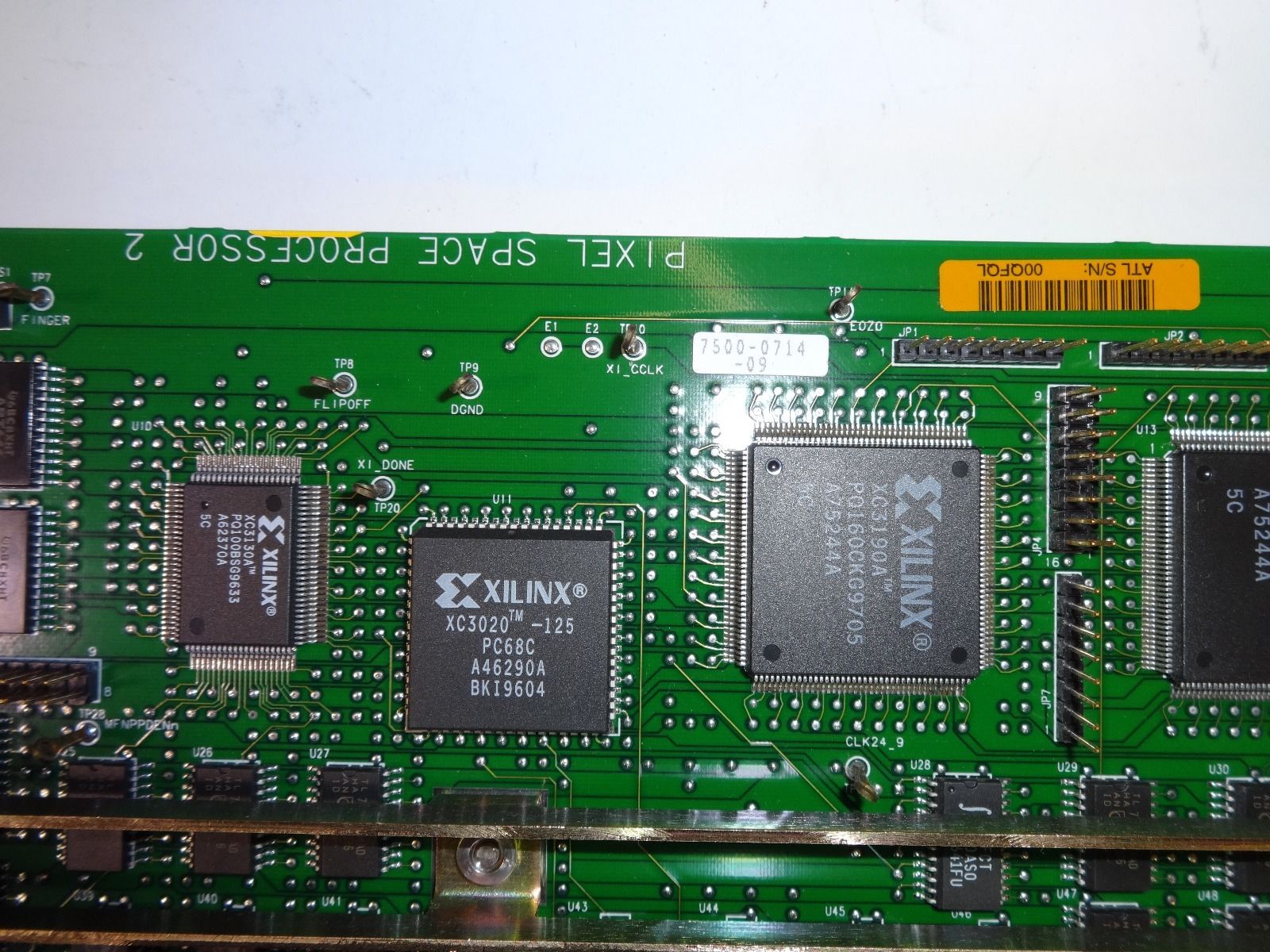 a close up of a computer motherboard with a chip