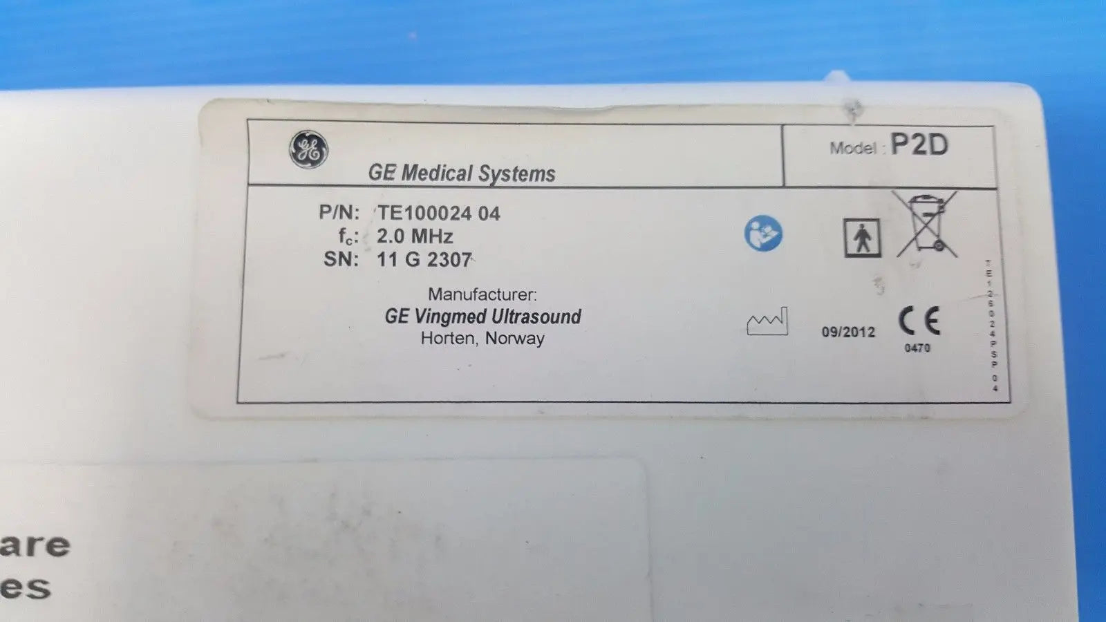 GE TE 100024/P2D Ultrasound Transducer Probe DIAGNOSTIC ULTRASOUND MACHINES FOR SALE