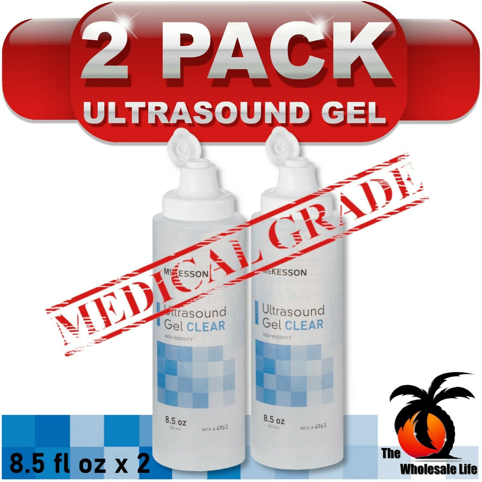 2 Pack-Ultrasound / Laser Transmission High Viscosity Clear Gel 8.5 oz Bottle DIAGNOSTIC ULTRASOUND MACHINES FOR SALE