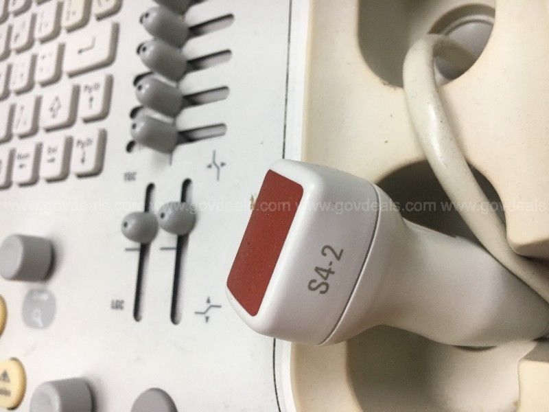 ultrasound closeup with red probe head