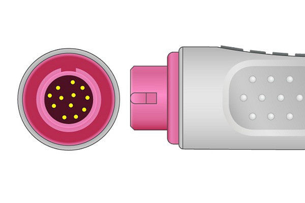 a close up of a pink and silver electrical device