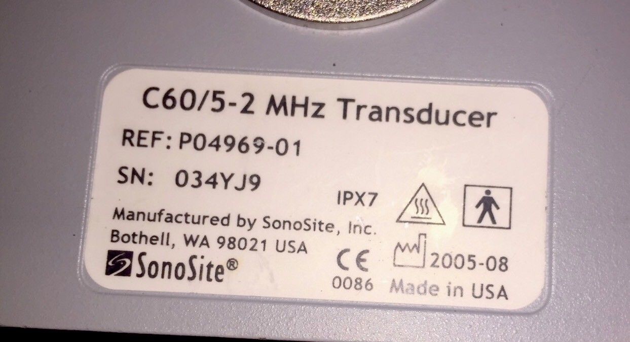 SONOSITE C60/5-2 MHz  ULTRASOUND  PROBE TRANSDUCER FOR 180 PLUS DIAGNOSTIC ULTRASOUND MACHINES FOR SALE