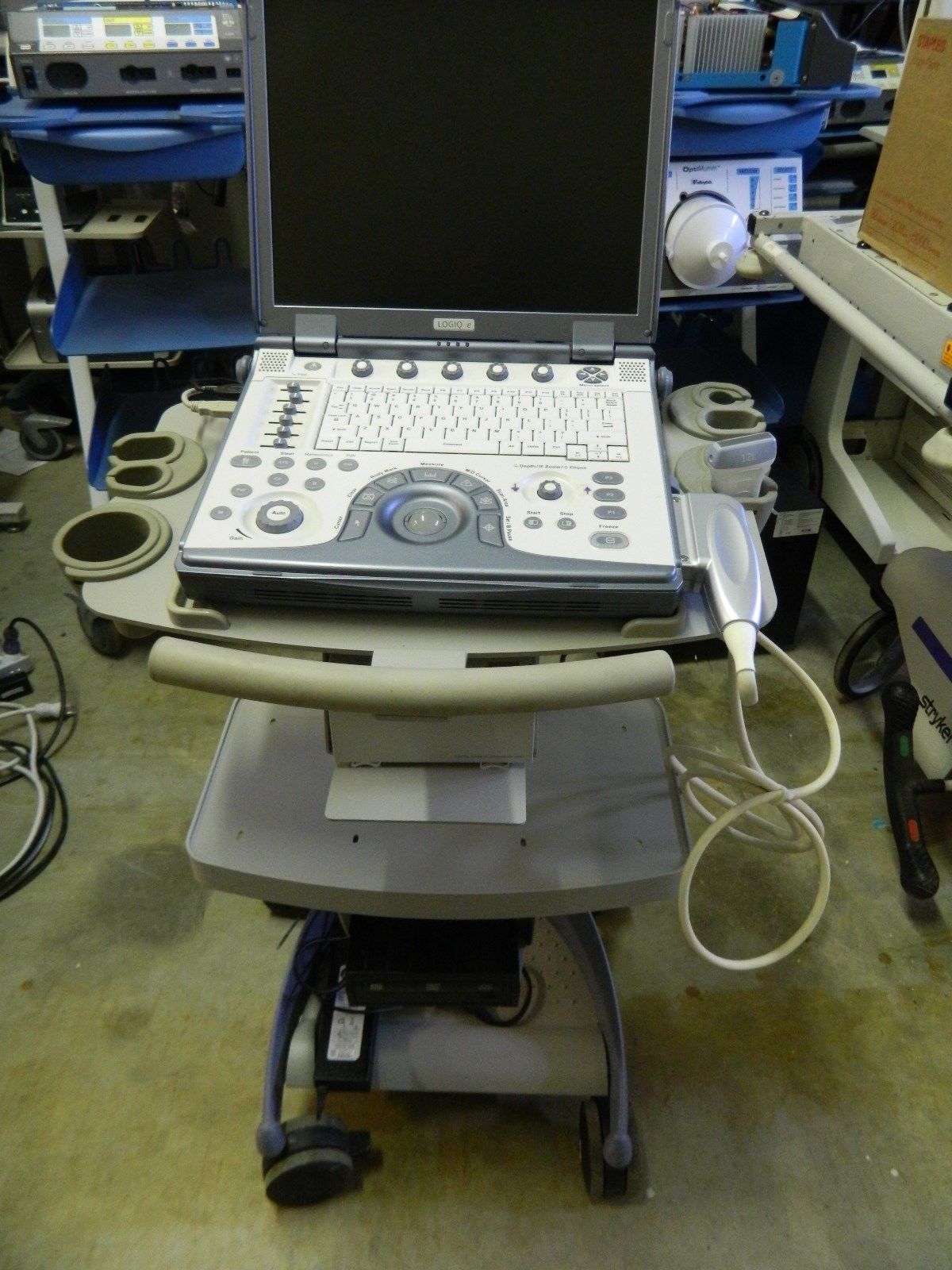 2007 GE Logiq E Portable Ultrasound w/12L Probe& Work Cart *Tested