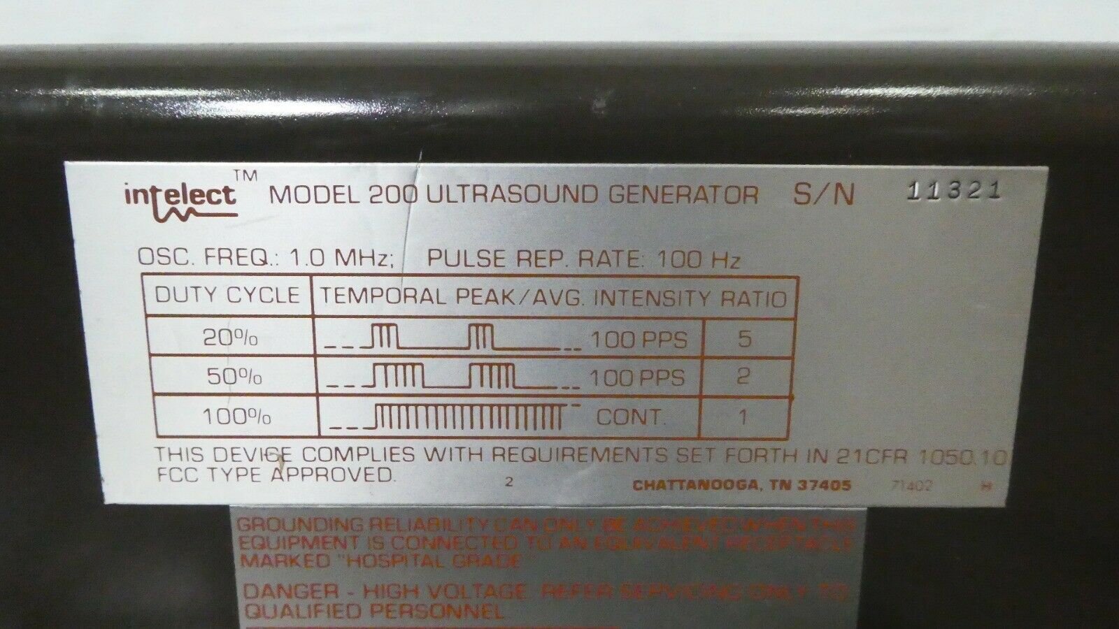 R164799 Chattanooga Intelect Model 200 Ultrasound w/ 71228 71229 Applicators DIAGNOSTIC ULTRASOUND MACHINES FOR SALE